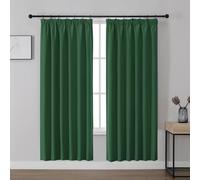 Joydeco Dark Green Pencil Pleat Blackout Curtains 55x96 Inch Drop 2 Panels for Ceiling Track, 85% Light Blocking Thermal Insulated 245cm Length Curtains with Rod Pocket for Living Room (No Hooks)