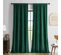 Joydeco Dark Green Velvet Curtains 96 inch Length 2 Panels Burg Set, Luxury Rod Pocket Thermal Insulated Window Blackout Curtain, Room Darkening Drapes for Living Dining Room Bedroom Privacy