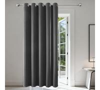 Joydeco Dark Grey Blackout Curtain 52 x 84 Inch Drop 1 Panel, 85% Light Blocking Thermal Insulated Eyelet Long Curtain Drape for Door Window Bedroom Living Room Dressing Room