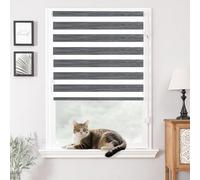 Joydeco Double Roller Blind Klemmfix No Drilling Roller Blind for Windows No Drilling for Windows with Translucent Light and Blackout / Height Fully Adjustable Grey 45 x 100 cm
