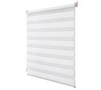 Joydeco Double Roller Blind, No Drilling Required, with Klemmfix and Anti-Tangle Accessories, Infinitely Adjustable, Translucent, Blackout, White, W 45 x H 130 cm (Fabric Width 41 cm)
