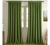 Joydeco Green Velvet Curtains 90 inch 2 Panel, Room Darkening Super Soft Velvet Drapes for Bedroom Living Room Thermal Insulated Window Drapes, Luxury Blackout Rod Pocket Curtains,W52 x L90 inch