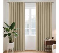 Joydeco Hidden Tab Top Curtains Set of 2 220 x 140 cm Beige Blackout Curtains Rod Pocket Blackout Curtains for Bedroom Living Room