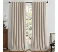 Joydeco Light Beige 100% Blackout Curtains 102 Inch 2 Panels, Luxury Thermal Light Beige Velvet Curtains for Bedroom Living Room, Soundproof Blackout Window Drapes, Rod Pocket & Back Tab (52W x 102L)