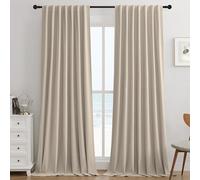 Joydeco Light Beige 100% Blackout Curtains 84 Inch 2 Panels, Luxury Thermal Light Beige Velvet Curtains for Bedroom Living Room, Soundproof Blackout Window Drapes, Rod Pocket & Back Tab (52W x 84L)