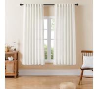 Joydeco Light Filtering Curtains 63 Inch Length for Bedroom, Linen Curtains 63 Inch Length 2 Panels Set for Living Room，White Semi Sheer Curtains 63 Inches Long with Rod Pockets