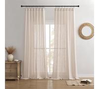 Joydeco Linen Curtains for Living Room,Semi-Sheer Curtains 108 Inches Long,Living Room Curtains 2 Panel Sets,Beige Curtains Pinch Pleated Curtains & Drapes(W52 x L108 Inch, Ecru)
