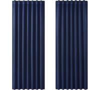 Joydeco Loop Curtains, Opaque Curtains, H 175 x W 140 cm, Navy Blue, Thermal Curtain, Heat Protection, Loop Curtain, Blackout Curtain, Bedroom, Living Room, Pack of 2