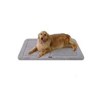 Joydeco Low-Profile Dog Mat Reversible Bed Pad, Washable Dog Crate Pad with Ultra Soft Fleece, Compact Design Kennel Bed Mats for Extra Large Medium Small Pets, 112x81cm, Light Grey