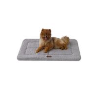 Joydeco Low-Profile Dog Mat Reversible Bed Pad, Washable Dog Crate Pad with Ultra Soft Fleece, Compact Design Kennel Bed Mats for Medium Small Dogs, 74x53cm, Light Grey