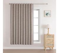Joydeco Made to Measure Blackout Thermal Curtain 1 Panel, Linen Texture Fabric, 100% Light Blocking, Back Tab & Rod Pocket, Custom Size (Width x Drop) - Natural Colour