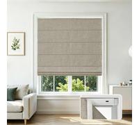 Joydeco No Drill Cordless Roman Shades, Blackout, 32" W × 72" H, Linen