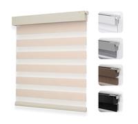 Joydeco No Drill Zebra Blinds for Windows, Cordless Day & Night Dual Sheer Roller Shades, Easy Installation, Free-Stop Lift System, Light Filtering Privacy Blinds for Home(Beige,35" W x 75" H)