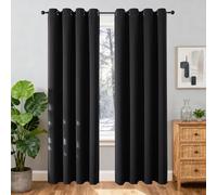 Joydeco Opaque Curtains with Eyelets Curtains Pack of 2 H 220 x W 140 cm Blackout Curtain Black Thermal Curtain Heat Protection Eyelet Curtain for Bedroom Living Room