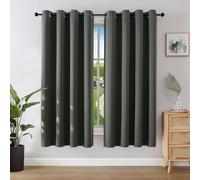 Joydeco Opaque Curtains with Eyelets, Pack of 2, H 175 x W 140 cm, Blackout Curtain, Grey Thermal Curtain, Heat Protection, Eyelet Curtain for Bedroom, Living Room