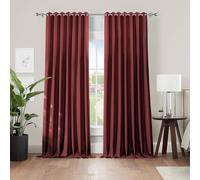 Joydeco Opaque Curtains with Eyelets, Set of 2, Blackout, Burgundy, 2 x H 260 x W 140