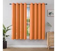 Joydeco Opaque Curtains with Eyelets, Set of 2, Blackout Curtain, Thermal Curtain, Heat Protection, Eyelet Curtain for Bedroom, Living Room (Orange, 2 x H 137 x W 117)