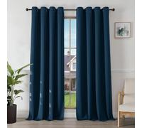 Joydeco Opaque Curtains with Eyelets, Set of 2, Blackout Curtain, Thermal Curtain, Heat Protection, Eyelet Curtain for Bedroom, Living Room (Navy Blue, 2 x H 260 x W 140)