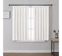 Joydeco Pencil Pleat Blackout Curtains 54 Inch Drop, Thermal Insulated Soft Short Window Treatment for Living Room Bedroom, Rod Pocket Ring Top Track Rail, Lvory White, 46 x 54 Inch - 2 Panels