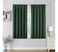 Joydeco Pencil Pleat Blackout Curtains W46 x L54 Inch 2 Panels for Ceiling Track Rail, Pair of Bedroom Window Curtains 137cm Length with Rod Pocket for Room Darkening - Dark Green