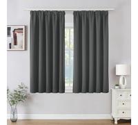 Joydeco Pencil Pleat Blackout Curtains W46 x L54 Inch 2 Panels for Ceiling Track Rail, Pair of Bedroom Window Curtains 137cm Length with Rod Pocket for Room Darkening - Light Grey