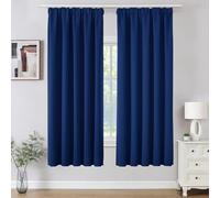 Joydeco Pencil Pleat Blackout Curtains W46 x L72 Inch 2 Panels for Ceiling Track Rail, Pair of Bedroom Window Curtains 183cm Length with Rod Pocket for Room Darkening, Royal Blue (No Hooks)