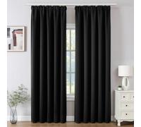 Joydeco Pencil Pleat Blackout Curtains W46 x L90 Inch 2 Panels for Ceiling Track, 85% Light Blocking Thermal Insulated Curtains for Room Darkening Privacy Protection Noise Reducing - Black