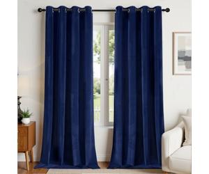 Joydeco Royal Blue Velvet Curtains 84 Inches Long, Luxury Grommet Blackout Curtain 2 Panels, Thermal Insulated Privacy Room Darkening Window Drapes for Bedroom Living Room Home Theatre (52Wx84L)