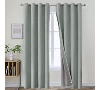 Joydeco Sage Green Blackout Curtains 120 Inches Long, Extra Long Blackout Curtains for Living Room Bedroom, Linen Textured Room Darkening Curtains for Windows with Grommets(52x120, Sage Green)