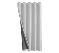 Joydeco Thermal Door Curtain for Winter 52 x 90 Inch Drop 1 Panel, 100% Blackout Faux Linen Single Eyelet Full Length Curtain with Coating Back Layer for Front Door Open Closet Room, Grey White