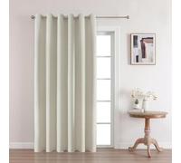 Joydeco Thermal Door Curtain for Winter 52 x 90 Inch Drop 1 Panel, 100% Blackout Faux Linen Single Eyelet Full Length Curtain with Coating Back Layer for Front Door Open Closet Room, Cream Beige