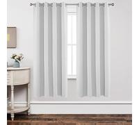 Joydeco White Curtains 72 Inches Long 2 Panels Set, Thermal Insulated Long Curtains& Drapes 2 Burg, Room Darkening Grommet Drapes for Living Room Bedroom Window (W52 x L72 Inch, Greyish White)
