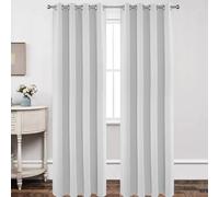 Joydeco White Curtains 95 Inches Long 2 Panels Set, Thermal Insulated Long Curtains& Drapes 2 Burg, Room Darkening Grommet Drapes for Living Room Bedroom Window (W52 x L95 Inch, Greyish White)