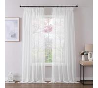 Joydeco White Voile Curtains W55 x L108 Inch Drop 2 Panels for Ceiling Track, 275 cm Length Net Sheer Curtains with Rod Pocket for Bedroom Privacy Light Filtering (Hooks Not Included)