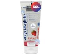 Joydivision AQUAglide Strawberry Lubricant 100ml, Vegan Lubricant, Water-Based with a Sensual Strawberry Scent, Crystal-Clear, Suitable for Latex Condoms