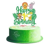 Joyeah Happy 1st Birthday Jungle Animal Cake Topper Jungle Animals Cake Decoration Wild One Forest Theme Lion Elephant Monkey Cake Topper for Baby Shower Birthday Party Decorations Supply