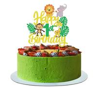 Joyeah Jungle Animal 1st Birthday Cake Toppers for Wild One Tiger Giraffe Lion Theme Party, Happy Birthday Toppers Decoration for DIY Dessert Cake Decoration Supplies
