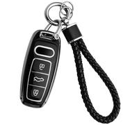 JOYEAR for Audi Keychain with Key Fob Cover Compatible with Audi 2018-2022 A6 A7 A8 E-Tron Q8 SQ8, 2020 2021 2022 A3 Q7 S3 S6 SQ7 RS6 S7 RS7(Silver-Black)