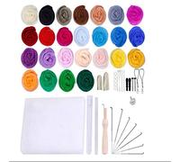 Joyee Needle Felting Supplies for Beginner, 25 Color Felting Wool Kit, Finger Cots, Felting Needles, Glue Stick, High Density Foam, DIY Christmas Cute Animal for Kids Gifts Idea