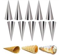 Joyeee 10-Piece Pastry Horn Molds - Stainless Steel Cannoli Tubes, Puff Waffle Cone Pastry Roll Horn, 5 Inch Large Size Croissant Mold Brioche Pans