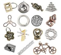 Joyeee 15 Pcs Brain Teaser Metal Wire Puzzles, Mind IQ Test Unlock Toy, Interlock Challenge Puzzle Game Educational Toy Gift for Boys Girls Teens Adults, #G