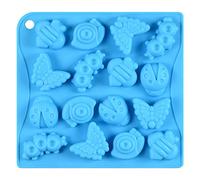 Joyeee 16 Cavity Insect Silicone Mold, 1 Pcs Butterfly Snail Ladybug Bee Bug Chocolate Candy Mold, Insects Cake Muffin Ice Cube Soap Crayon Wax Melt Mold Tray, Reusable Silicone Mold Resin, 26 CM
