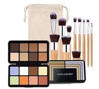 Joyeee 16 Shade Creamy Concealer Kit with Makeup Brush Set, 3 In 1 Professional Cream Concealer, Contour, Foundation, Color Corrector for Diminishes Appearance Dark Circles & Softens Fine Lines
