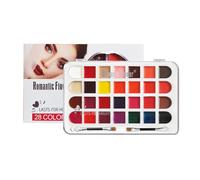Joyeee 28 Colors Lipstick Palette for Women with Makeup Brushes, Matte Peach Pink Purple Nude Red Yellow Orange Brown Green Blue Black Lip Color High Pigmented Long-Lasting, Cream Finish