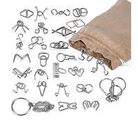 Joyeee 28Pcs Metal Wire Puzzles Brain Teaser & Training IQ Test Toys, Classic Mind Game Magic Trick Educational Intelligence Metal Puzzle Logic Brain Teaser Toy for Kids Students & Adults