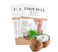 Joyeee 3 Pairs Foot Peel Mask, Repair Cracked Heels & Remove Dry Dead Skin for Soft Baby Foot Effect, Callus Remover, Foot Exfoliating Socks for Hard Skin, Foot Treatment for Men and Women - Coconut