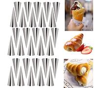 Joyeee 30 Pack Non-stick Large Cream Horn Molds, 5" Stainless Steel Mold for DIY Cooking, Danish Pastry, Lady Lock Form, Croissant, Ice Cream Egg Roll