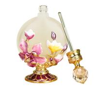 Joyeee 30ml Glass Perfume Bottles Empty with Pink Magnolia, 1 Pack Vintage Antique Dropper Perfume Bottle, Portable Essential Oil Vial Scent Bottles, Girl Women Gift for Dresser Table Decor