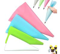 Joyeee 4 Pcs Frosting Piping Bags, Large Piping Bags Reusable, Medium Silicone Piping Bags, Small Mini Piping Bag for Cakes Cupcake Cookies Decorating Supplies, 4 Color and Size 10” 12” 14” 16”