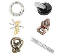 Joyeee 6 Pcs Brain Teaser Metal Wire Puzzles, Mind IQ Test Unlock Toy, Interlock Challenge Puzzle Game Educational Toy Gift for Boys Girls Teens Adults, #G